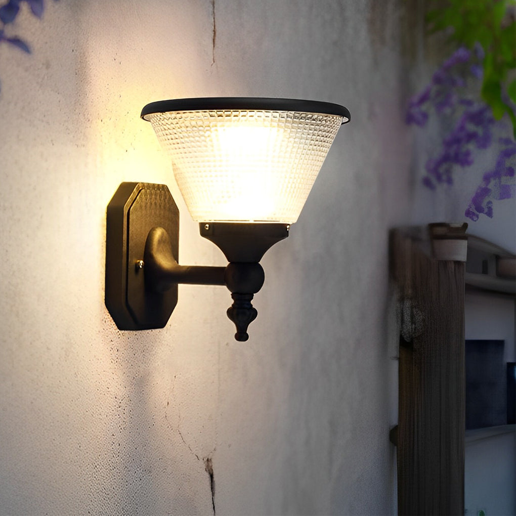 1-Light Modern Black LED Dusk to Dawn Solar Outdoor Wall Light