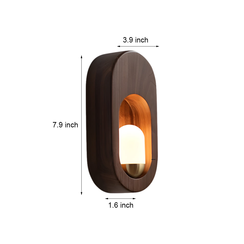 1-Light Wood Oval Wall Sconce - Wood/Walnut Finish