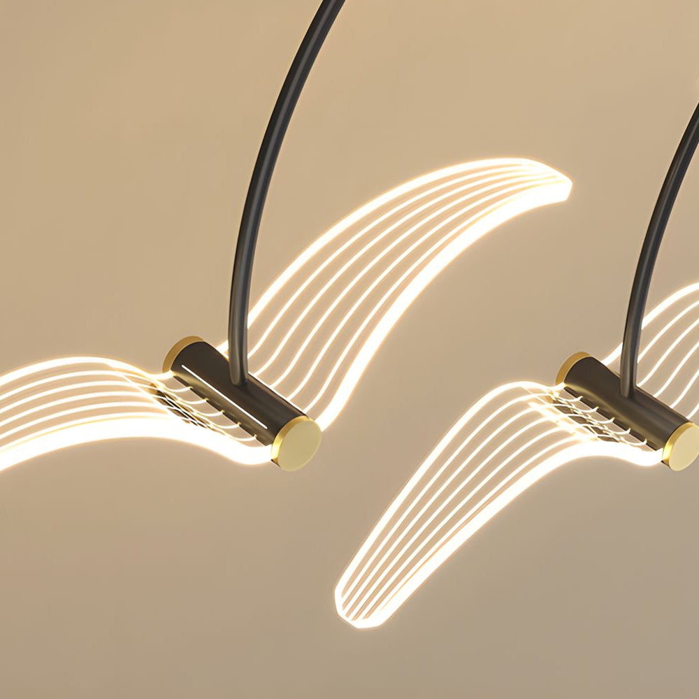 2/4-Light Modern LED Acrylic Seagull Linear Chandelier for Dining Room