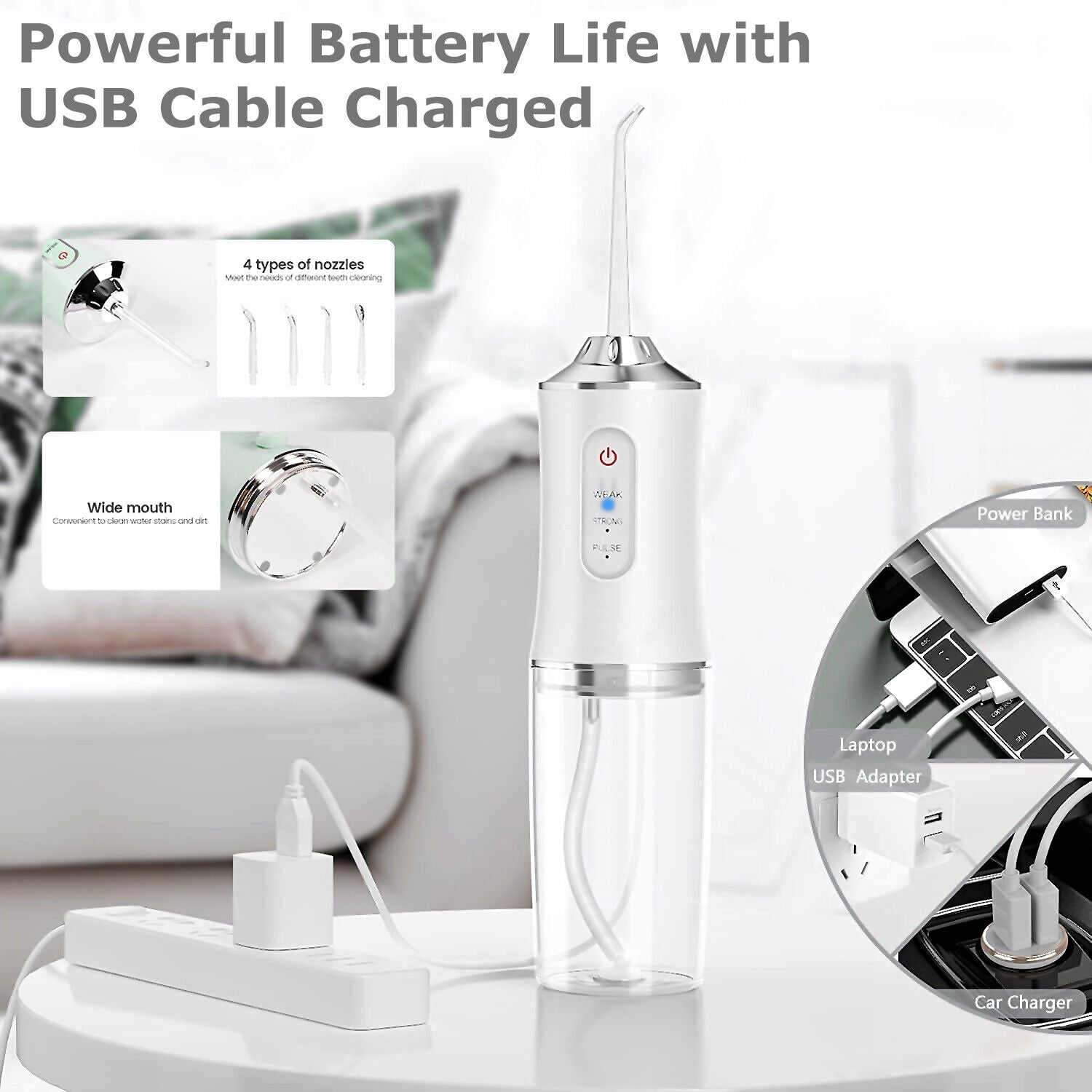 Compact Water Flosser for Oral Hygiene on the Go