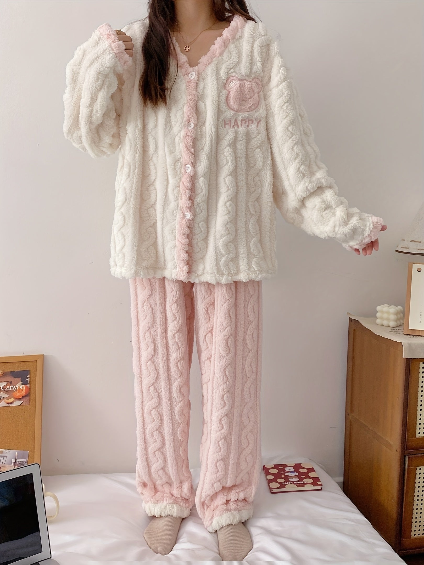 Women's Pajama Set | Plush Velvet | Cozy Winter Comfort | Polyester