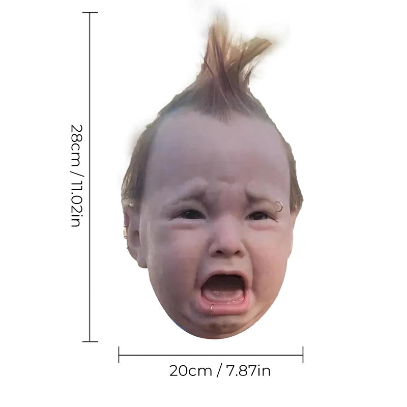 Realistic Crying Baby Halloween Mask in Lightweight Natural Latex