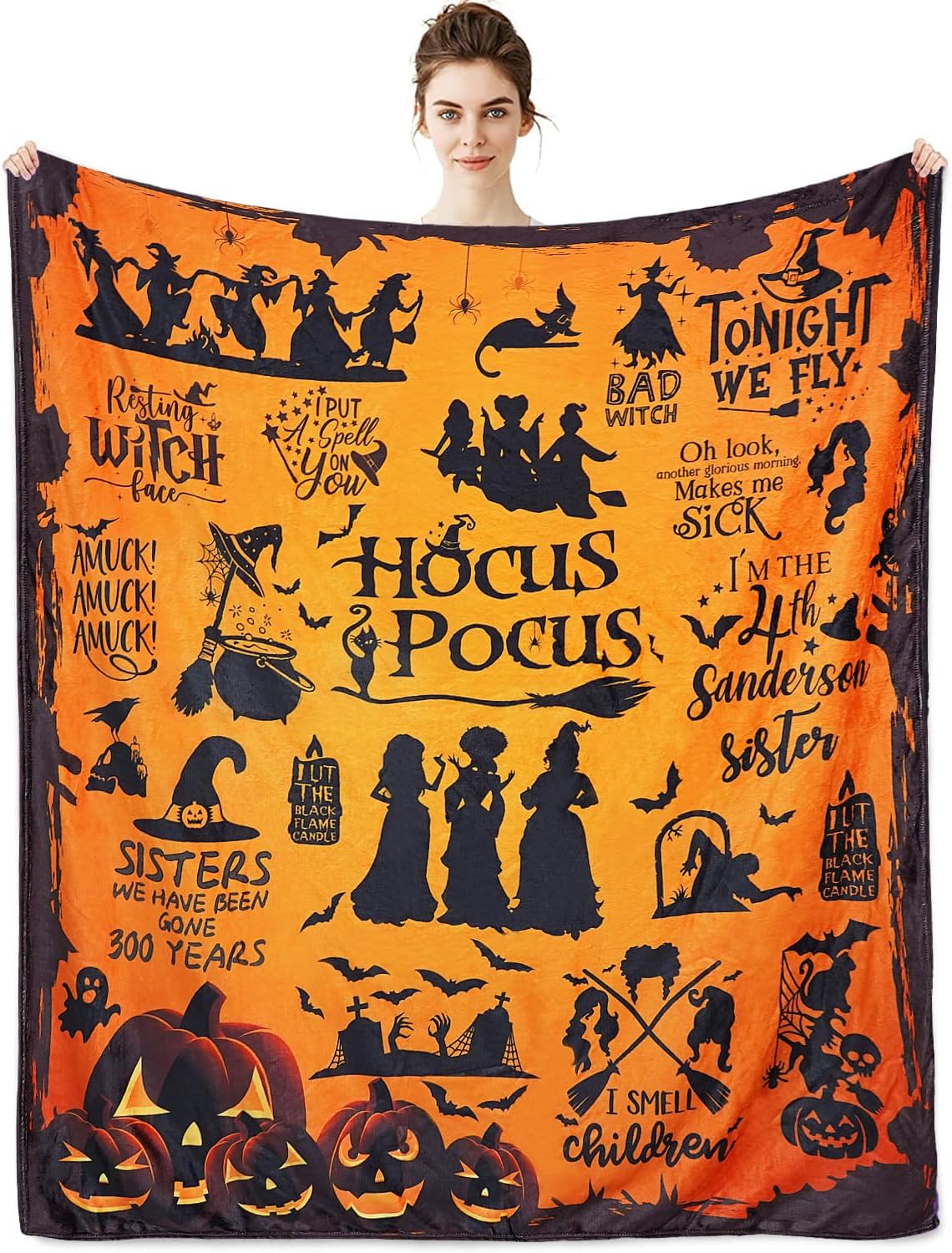 Halloween Pumpkin Pattern Cozy All-Season Stain-Resistant Blanket