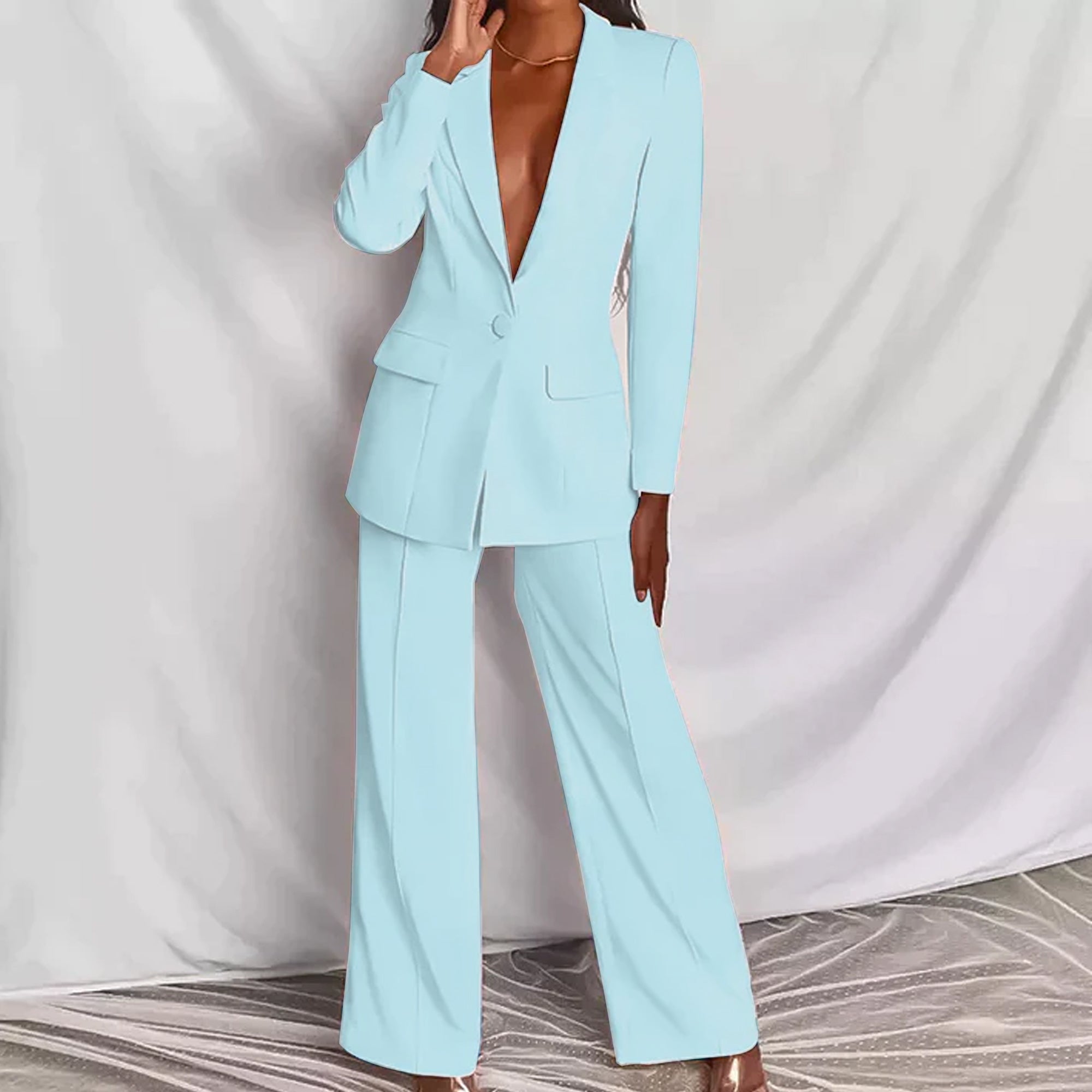 Women’s Blazer and Trousers Suit | Tailored Fit & Wide-Leg Design | High-Quality Durable Fabric | Comfortable All-Day Wear