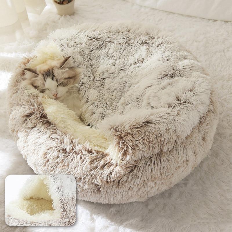 Plush Round Calming Cat Cave