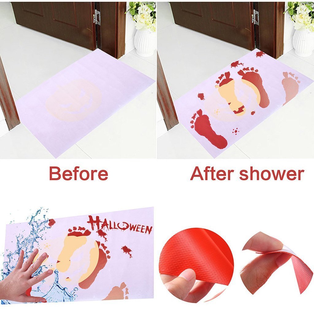 Halloween Color-Changing Floor Mat with Spooky Blood & Pumpkin Effects