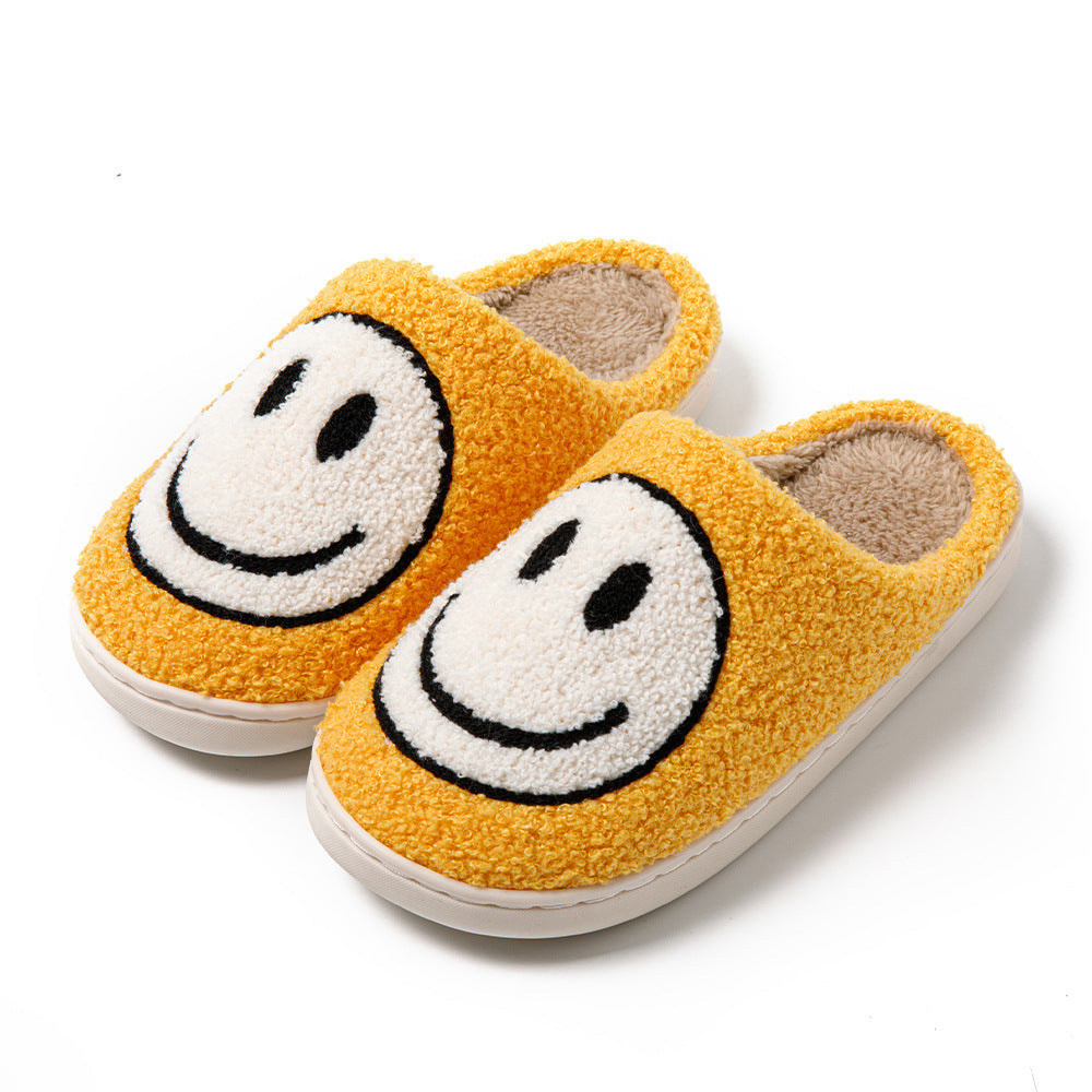 Indoor Slip-On Slippers | Plush Fleece Lining & Slip-Resistant Sole | Big Smiley Face Design | Comfortable Fit