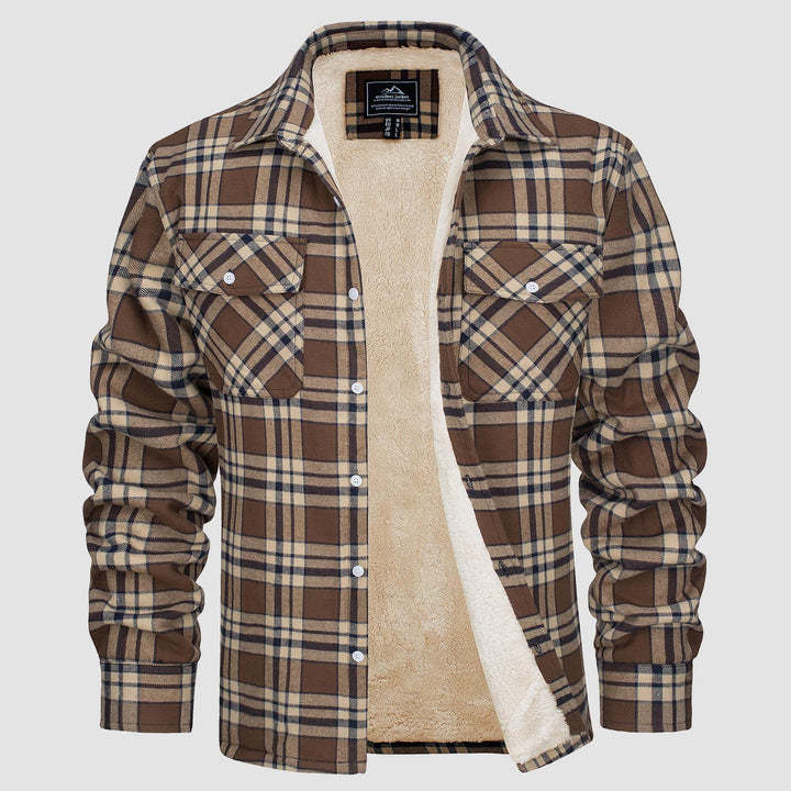 Fleece Jacket | Checkered Pattern | Cozy Warmth Outdoor Use | Fabric