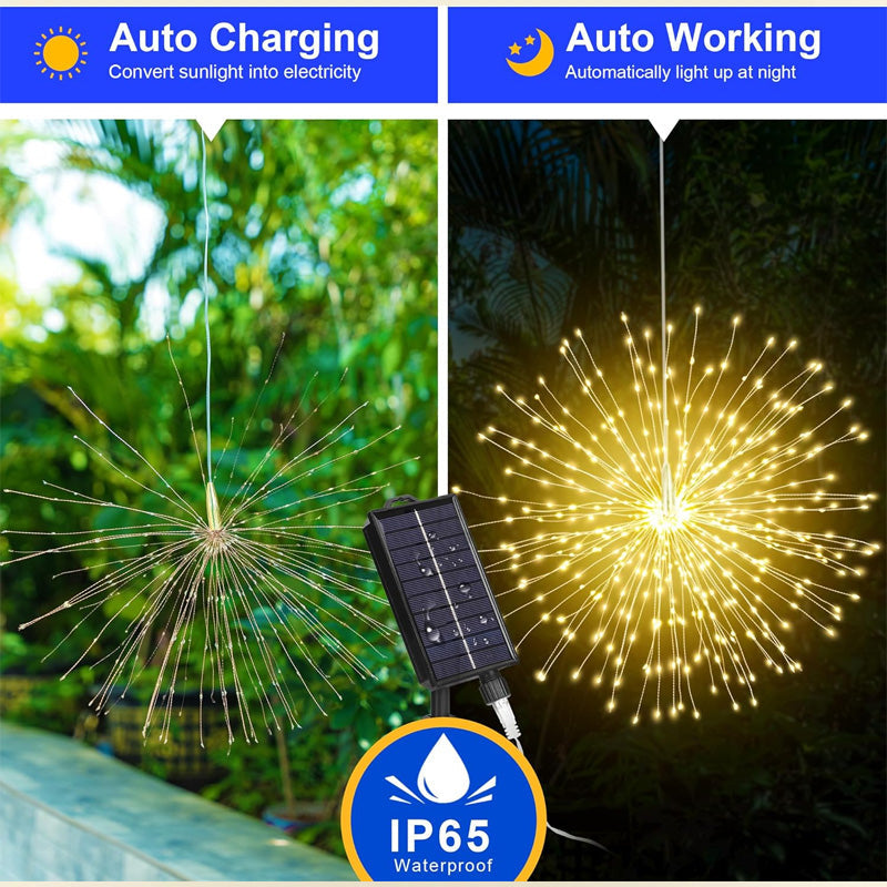 LED Outdoor Decoration Lights – Automatic Solar Fireworks