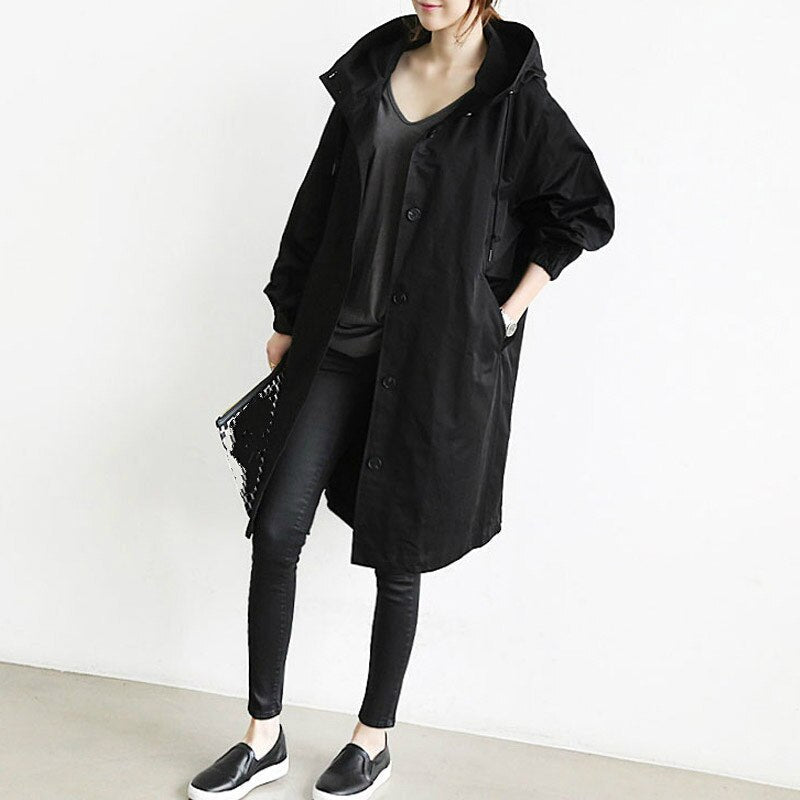 Women’s Trench Coat | Lightweight Hooded Design | Breathable Fabric | Versatile Wear for Transitional Seasons
