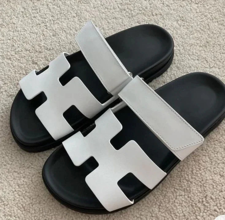 Women’s Slip-On Sandals | Dual Wide Straps with H-Cutout Design | Premium Soft Materials | Comfortable Fit