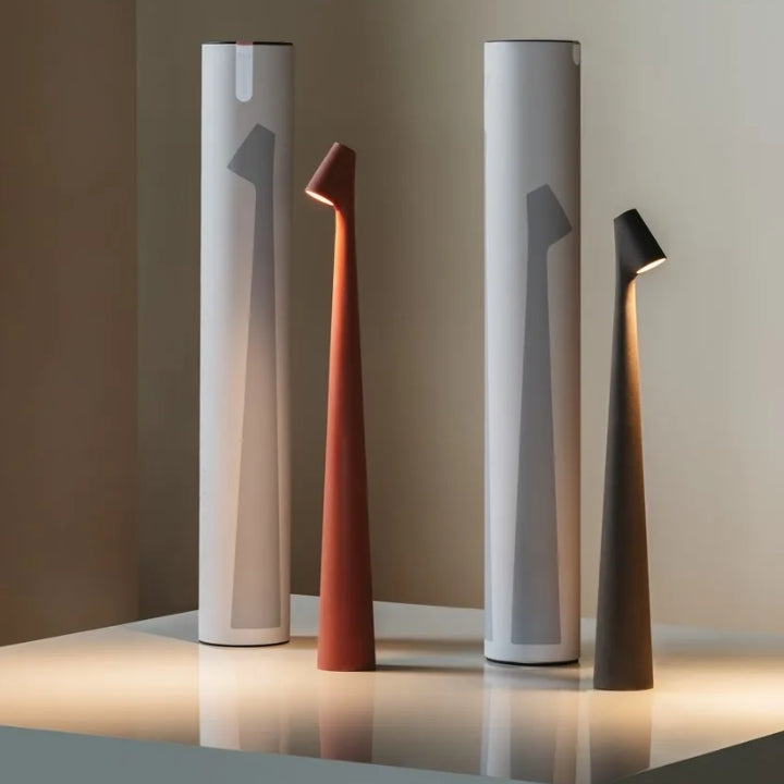 Cordless LED Table Lamp | Aluminum Sculptural Design | 3-Level Dimming | Long Battery Life