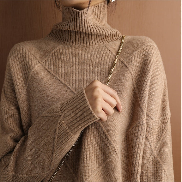 Women’s Knit Sweater | High Turtleneck | Wool Fabric | Comfortable Warm Fit