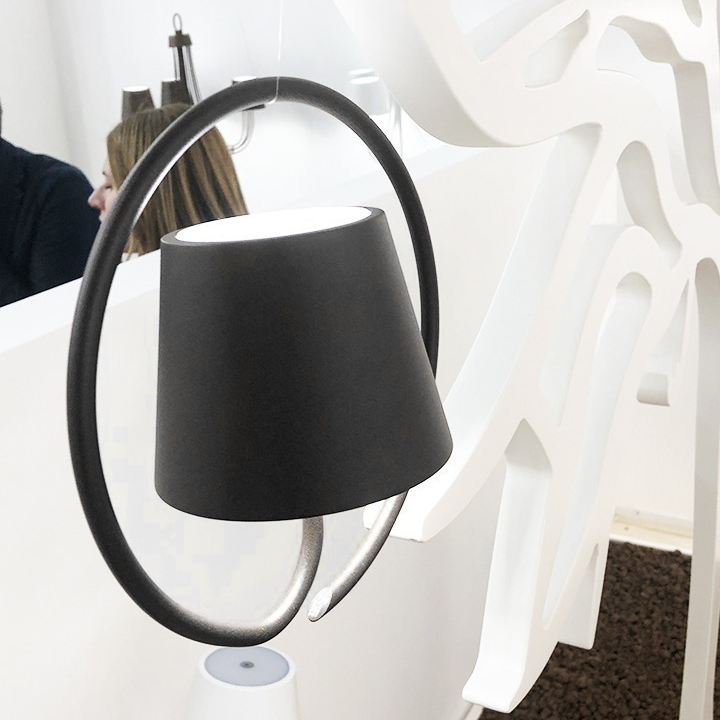 Rechargeable Pendant Light | Circular Ring Frame & Cone Shade | Aluminum & Iron | Warm Ambient Lighting
