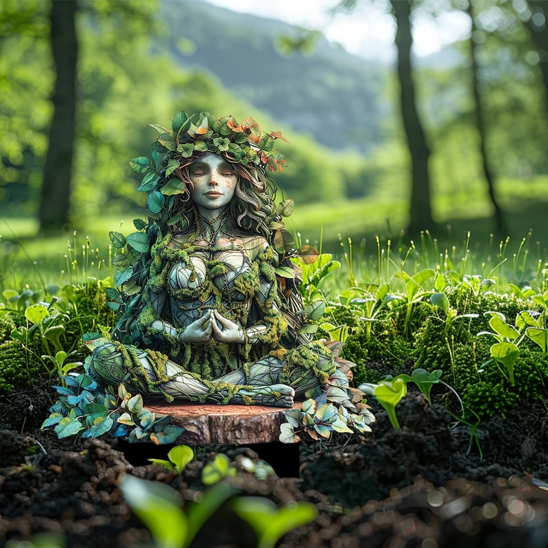 Acrylic Garden Stake with Natural Forest Spirit Design