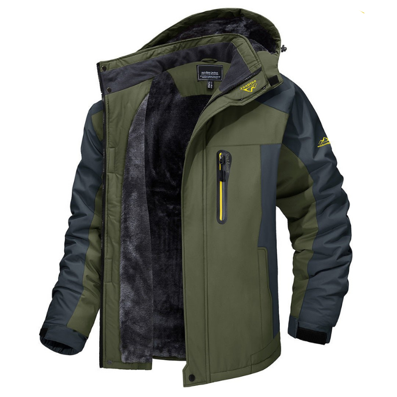 Men's Waterproof Winter Jacket | Insulated & Adjustable Hood | Durable Fabric | Weather Protection