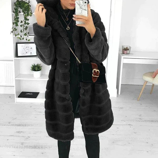 Women’s Winter Coat | Thick Faux Fur Longline | Hooded Design | Ultimate Warmth and Comfort