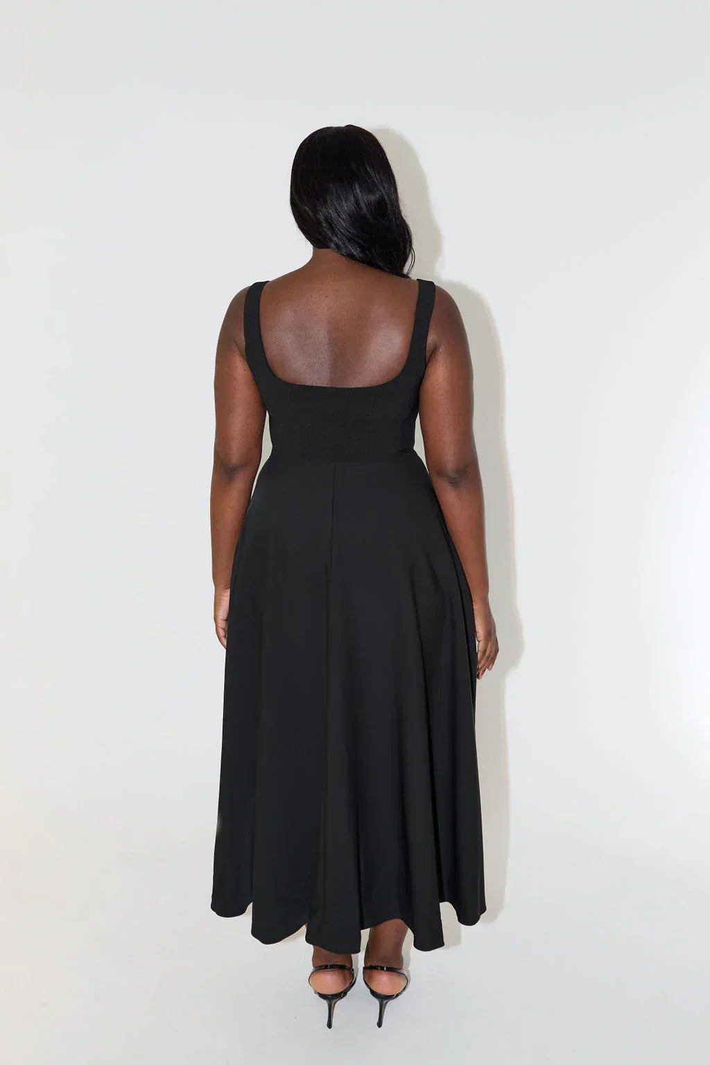 Women’s Midi Dress | High Waist & Square Neckline | Polyester Fabric | Comfortable Fit