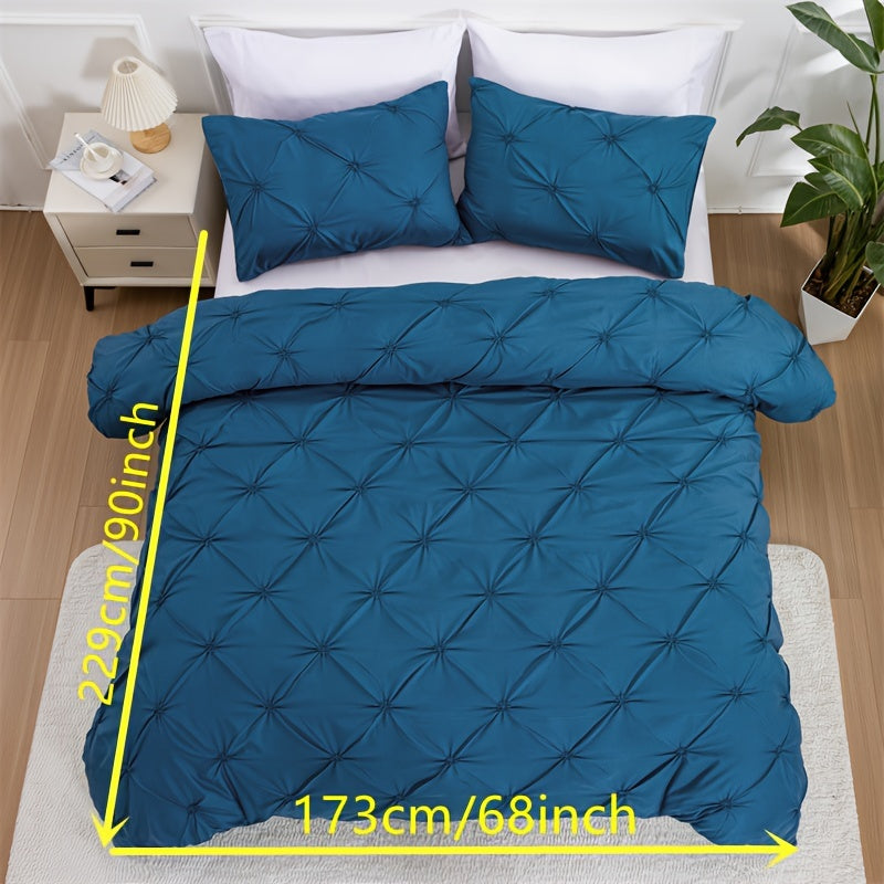 Duvet Cover Set | Quilted Texture | Breathable All-Season Comfort | Polyester