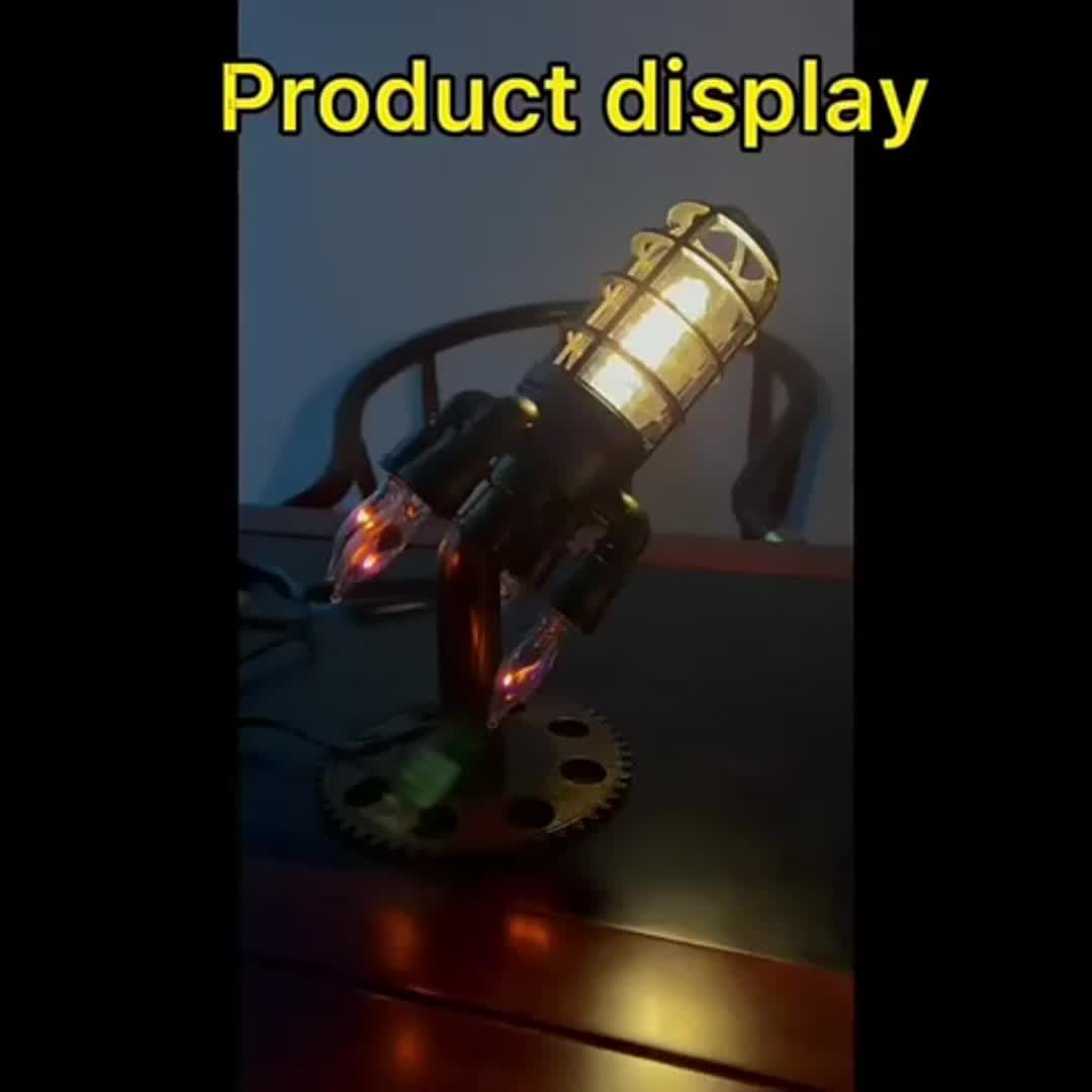 Vintage Industrial Flame Light – Remote-Controlled Table Lamp