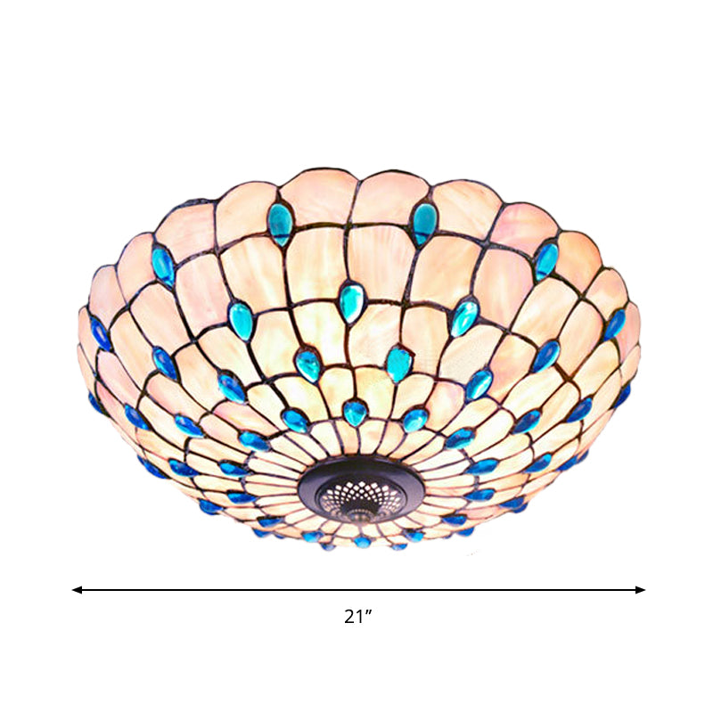 Taavita Blue Flushmount Lighting Jeweled Bowl 3/4 Bulb 16"/21" Wide Ceiling Light