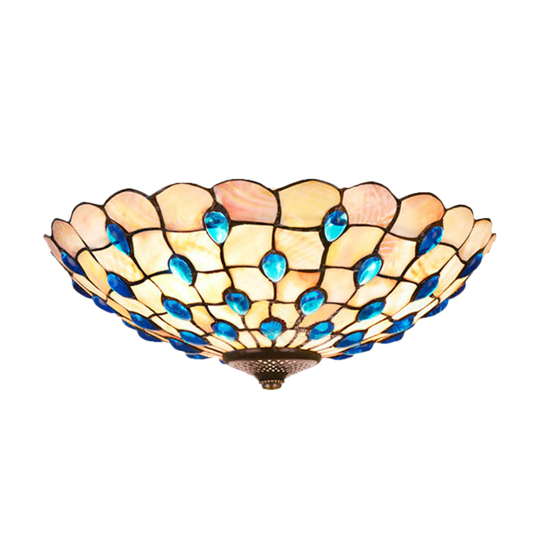 Taavita Blue Flushmount Lighting Jeweled Bowl 3/4 Bulb 16"/21" Wide Ceiling Light