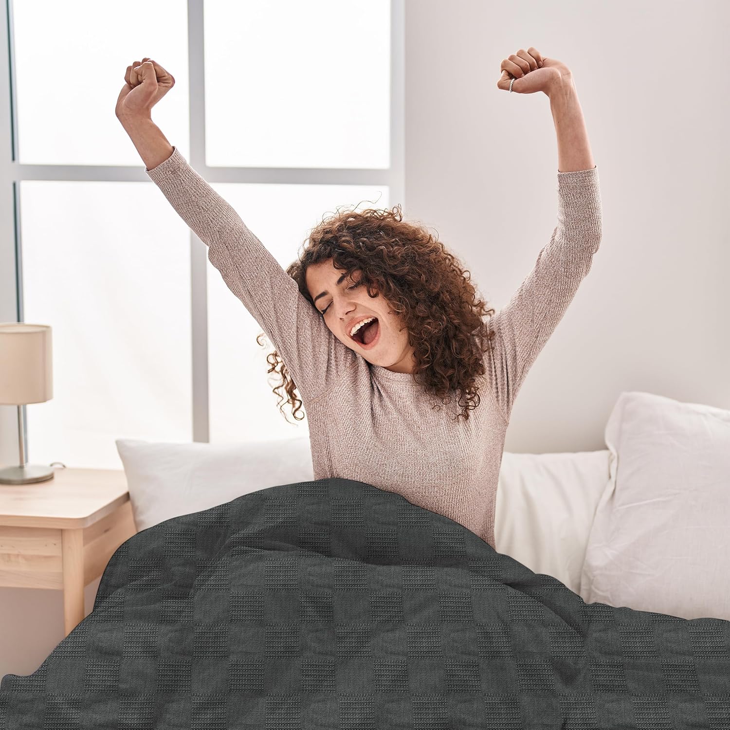 Lightweight Grey Cotton Blanket - 350 GSM Soft and Breathable Comfort