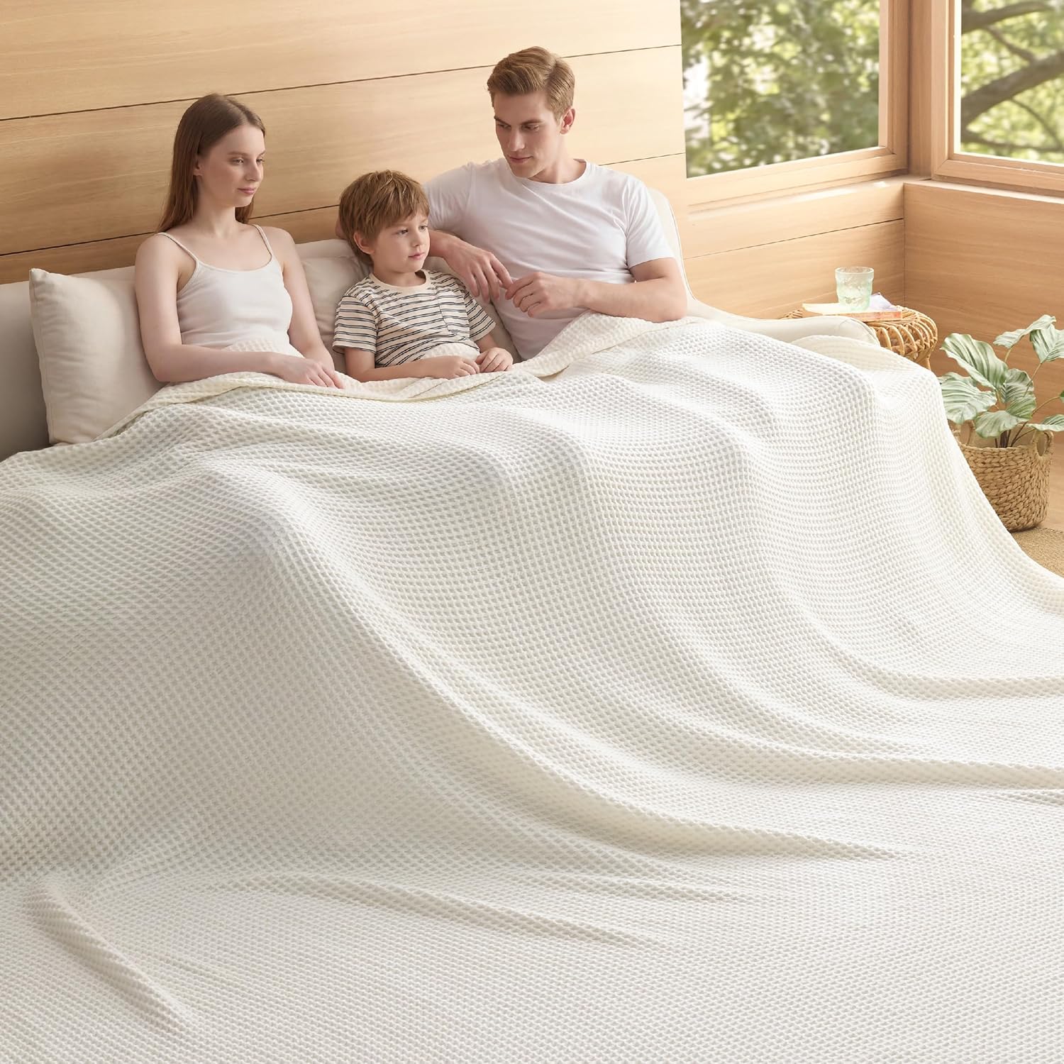 100% Cotton Waffle Weave Blanket | Lightweight & Breathable for All Seasons