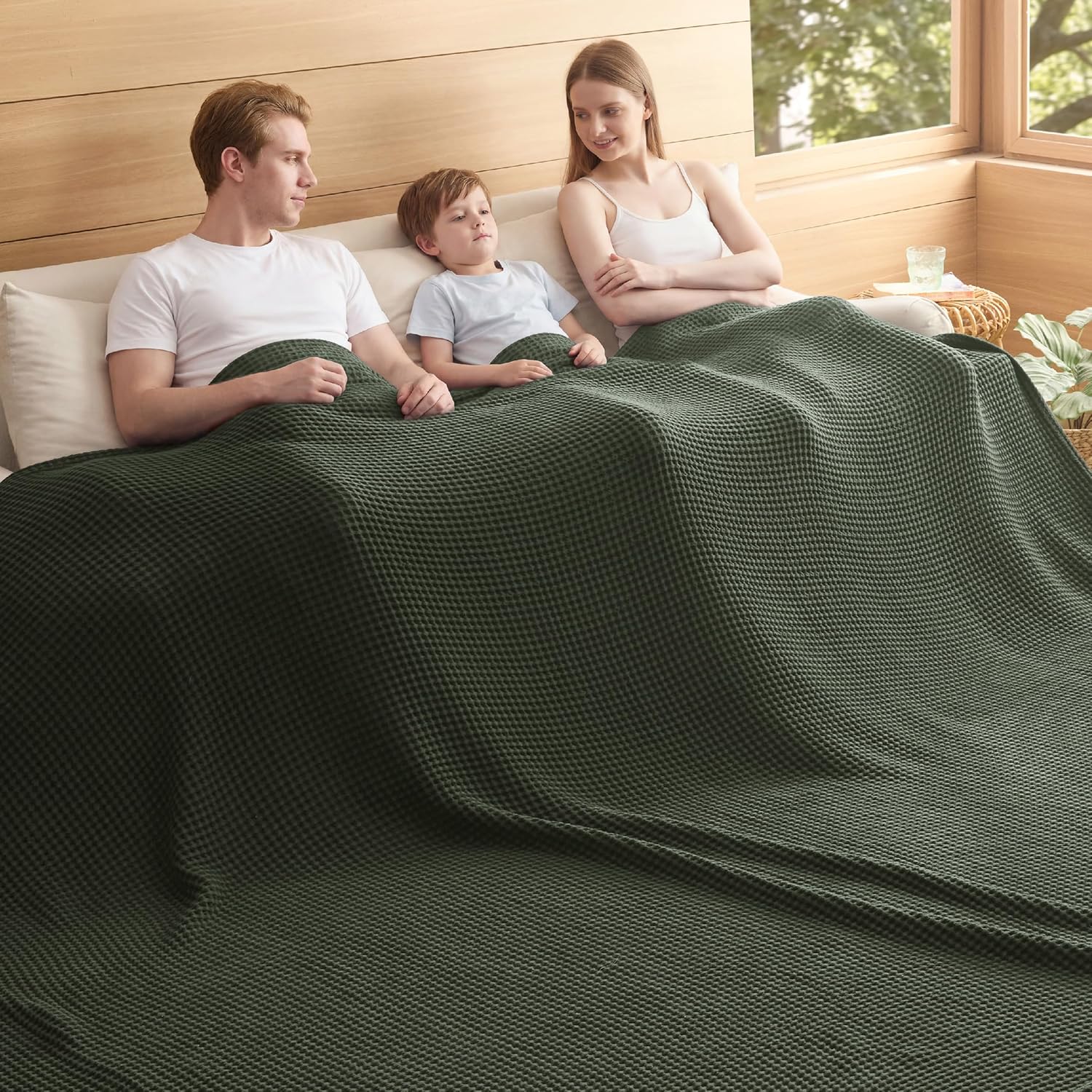 100% Cotton Waffle Weave Blanket | Lightweight & Breathable for All Seasons