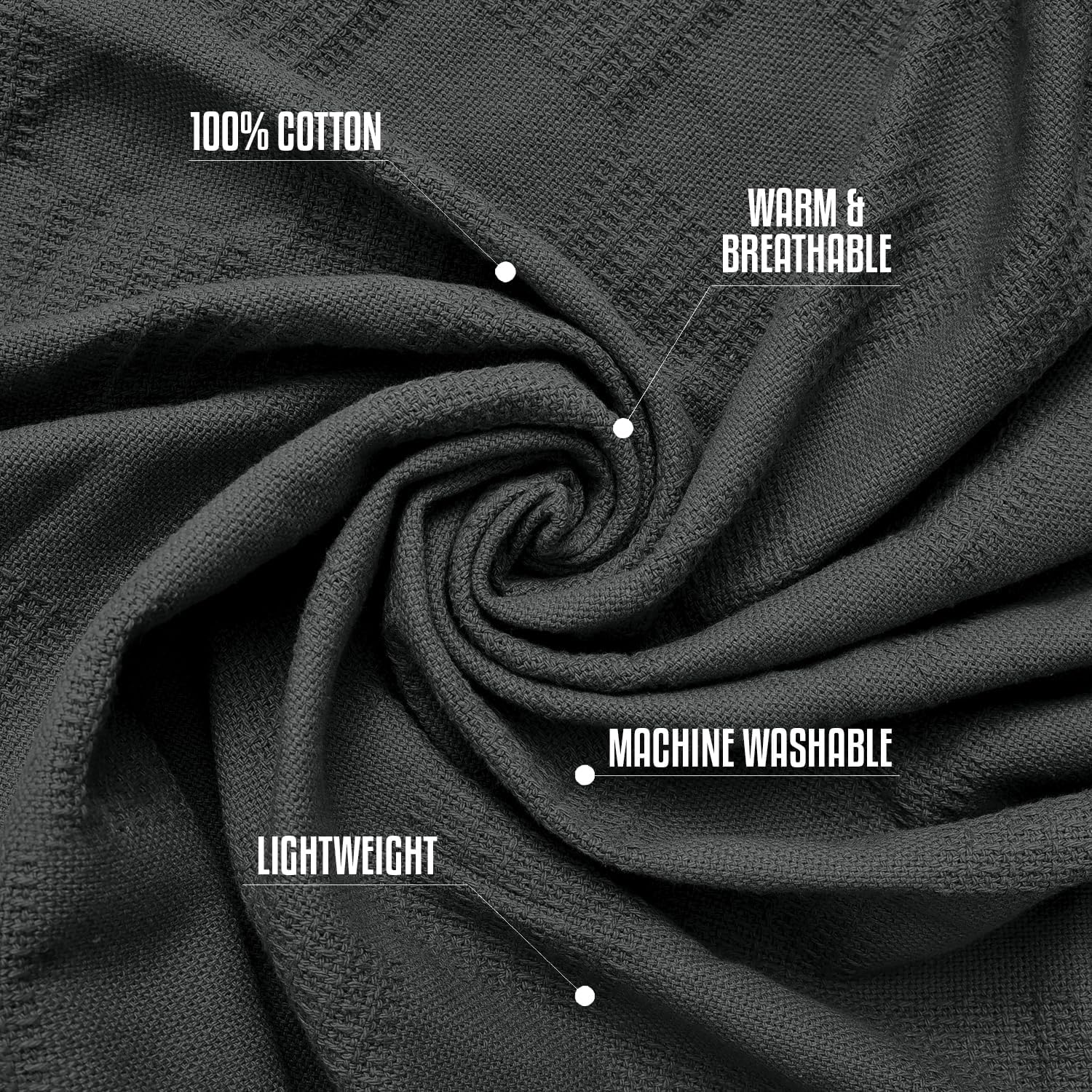 Lightweight Grey Cotton Blanket - 350 GSM Soft and Breathable Comfort