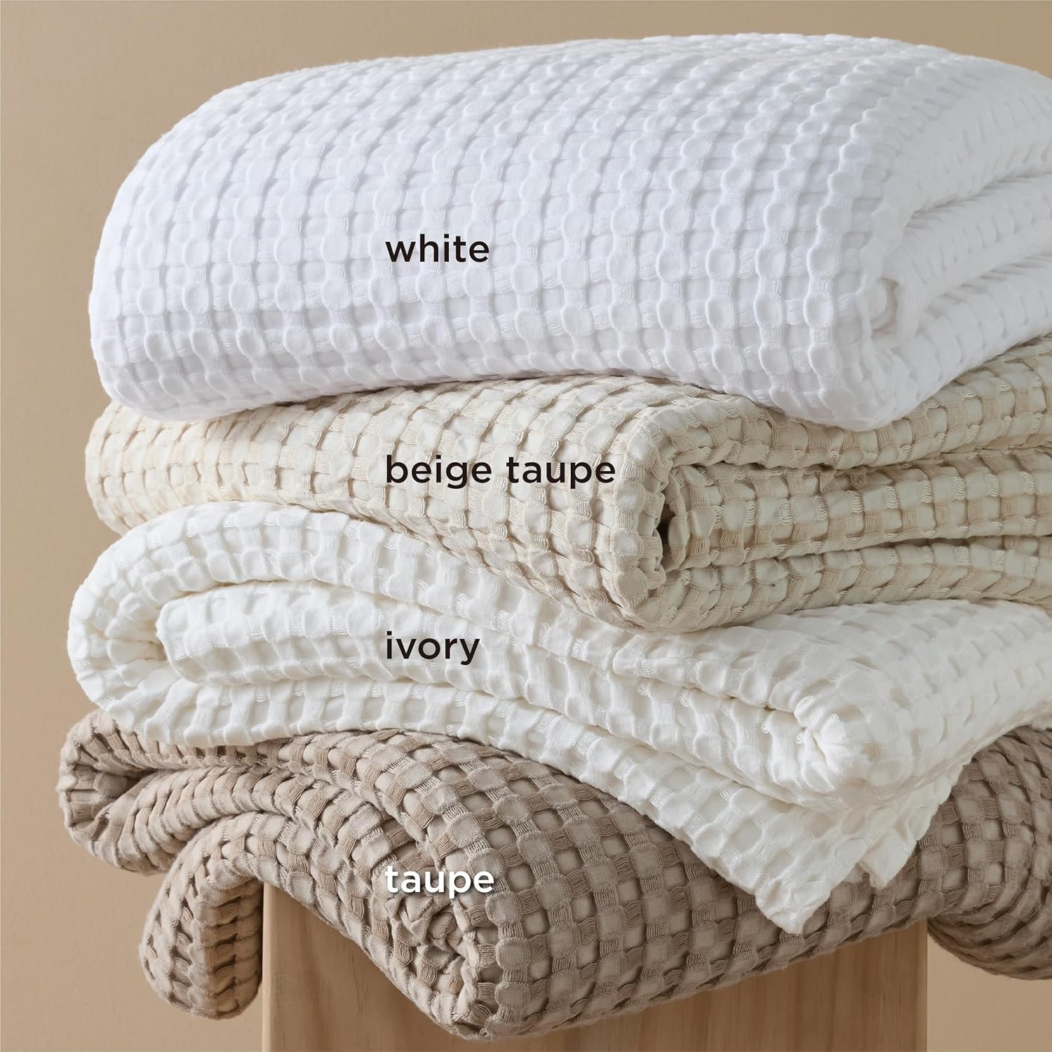 Lightweight Cotton and Bamboo Cooling Waffle Blanket - Queen Size Summer Throw