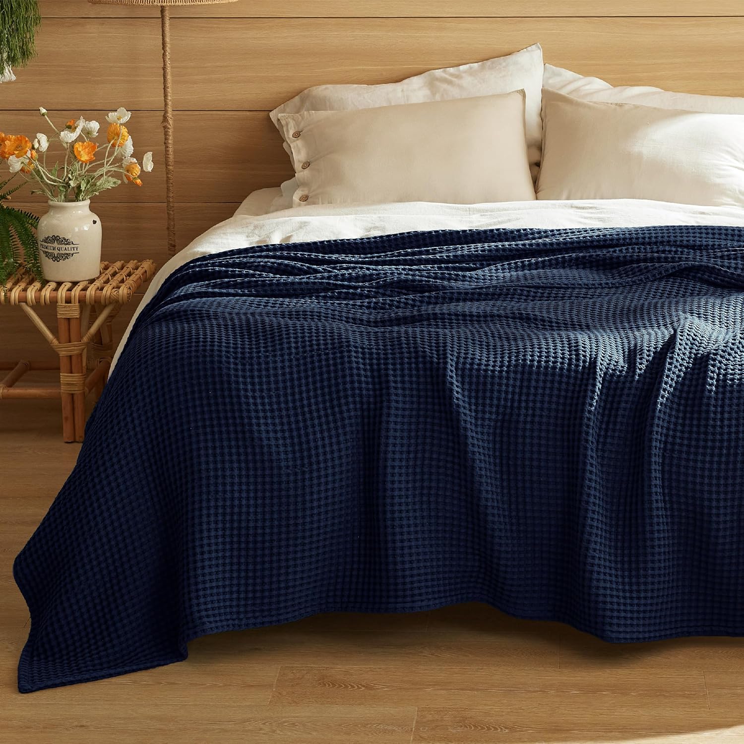100% Cotton Waffle Weave Blanket | Lightweight & Breathable for All Seasons