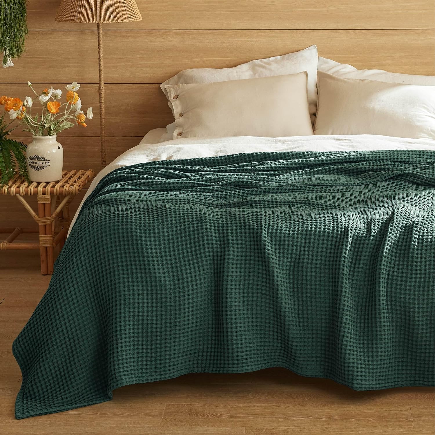 100% Cotton Waffle Weave Blanket | Lightweight & Breathable for All Seasons