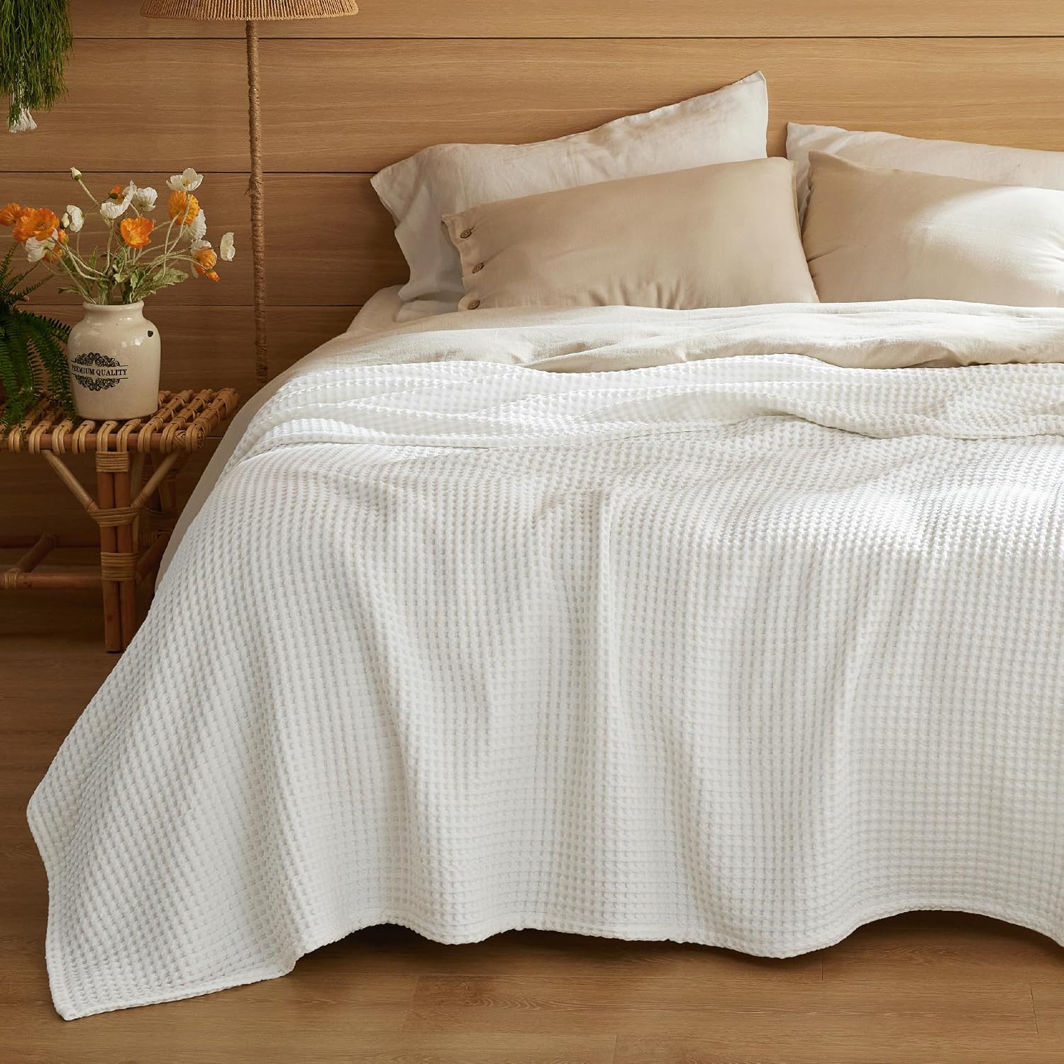 100% Cotton Waffle Weave Blanket | Lightweight & Breathable for All Seasons