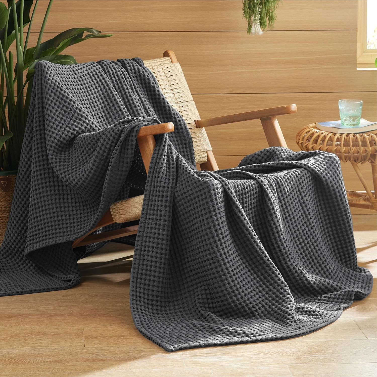 100% Cotton Waffle Weave Blanket | Lightweight & Breathable for All Seasons