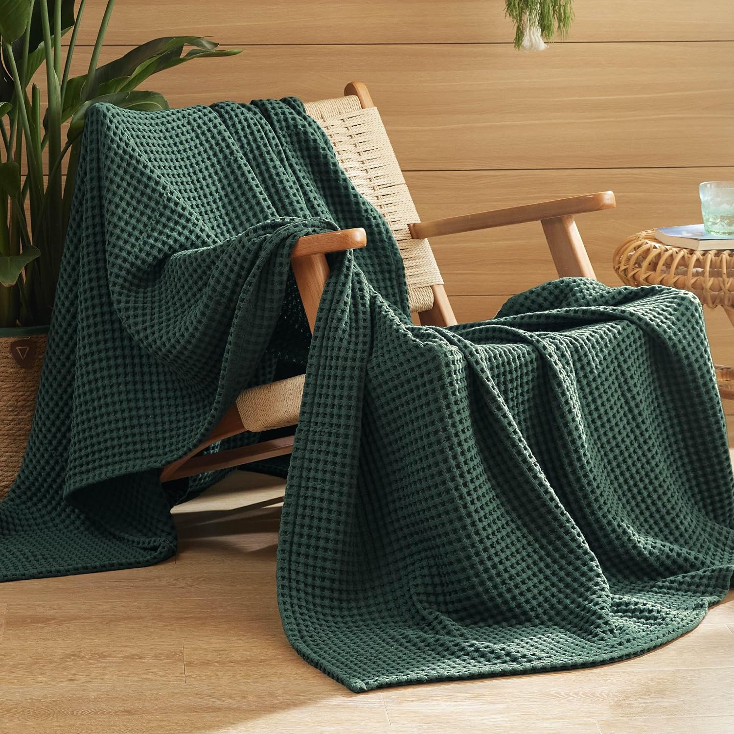 100% Cotton Waffle Weave Blanket | Lightweight & Breathable for All Seasons