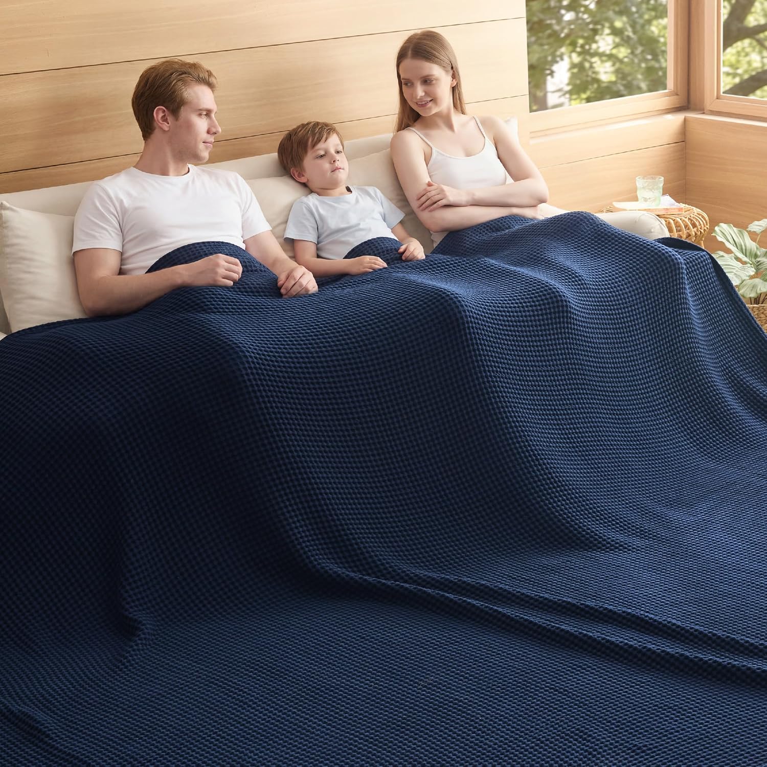 100% Cotton Waffle Weave Blanket | Lightweight & Breathable for All Seasons
