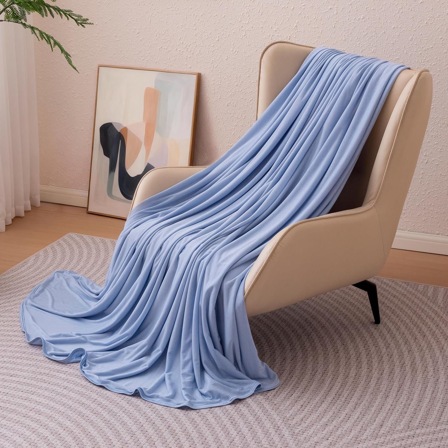 Lightweight Reversible Blanket for Hot Sleepers | Soft Thin Throw for Couch & Bed