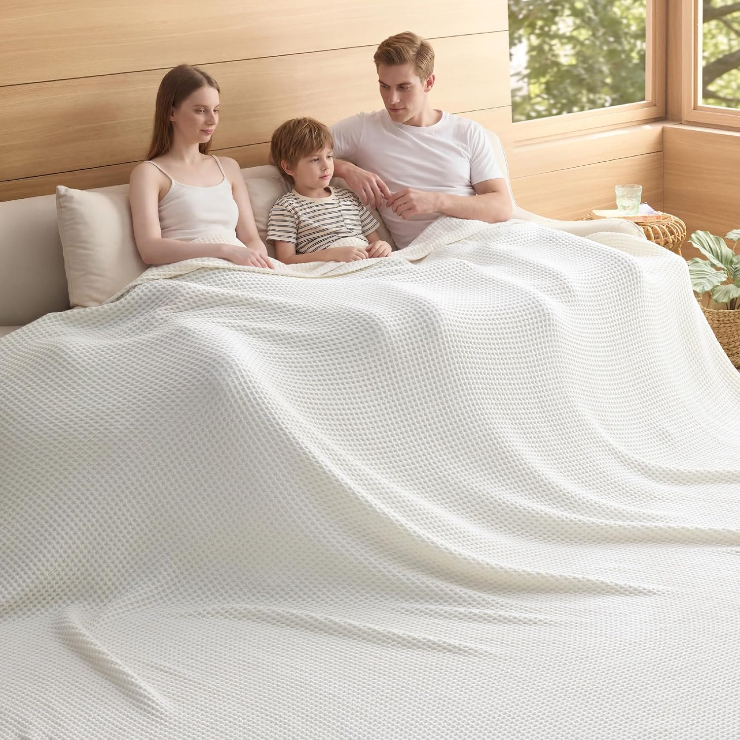 100% Cotton Waffle Weave Blanket | Lightweight & Breathable for All Seasons