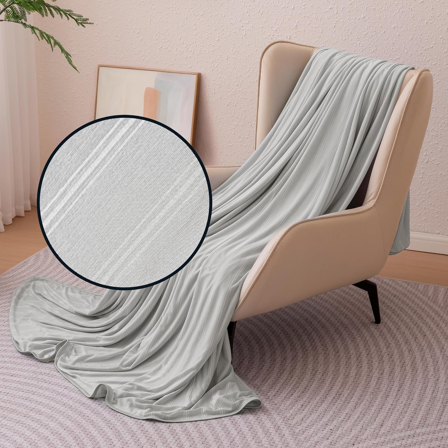 Lightweight Striped Cooling Blanket for Hot Sleepers | Reversible Throw for Bed & Sofa
