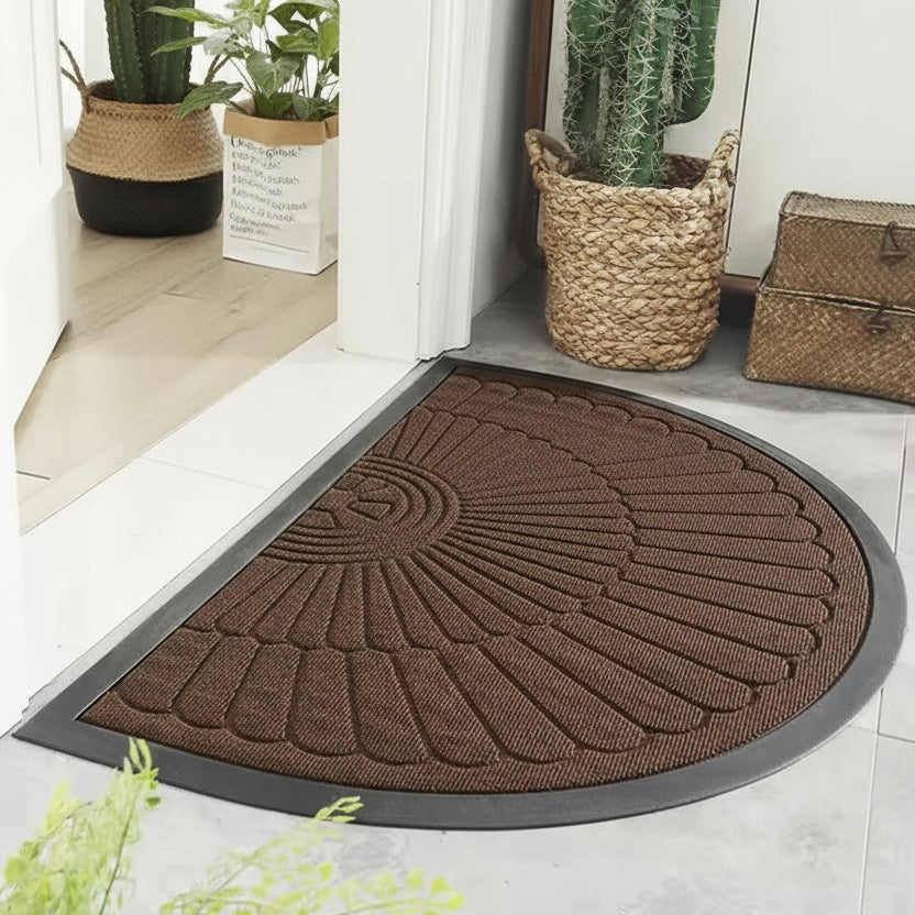 Non-Slip Rubber Backed Half-Round Entry Mat