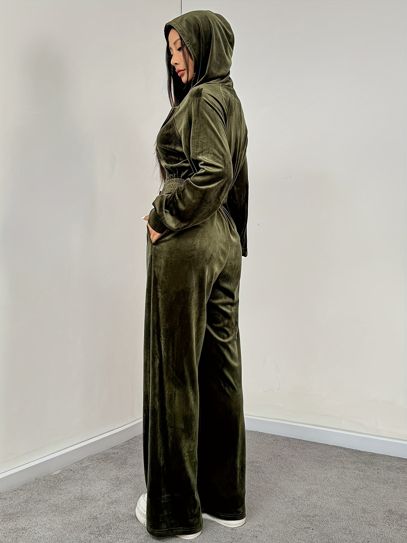 Velvet Lounge Set | Cropped Zip Hoodie | Comfortable Relaxed Fit | Plush Velvet