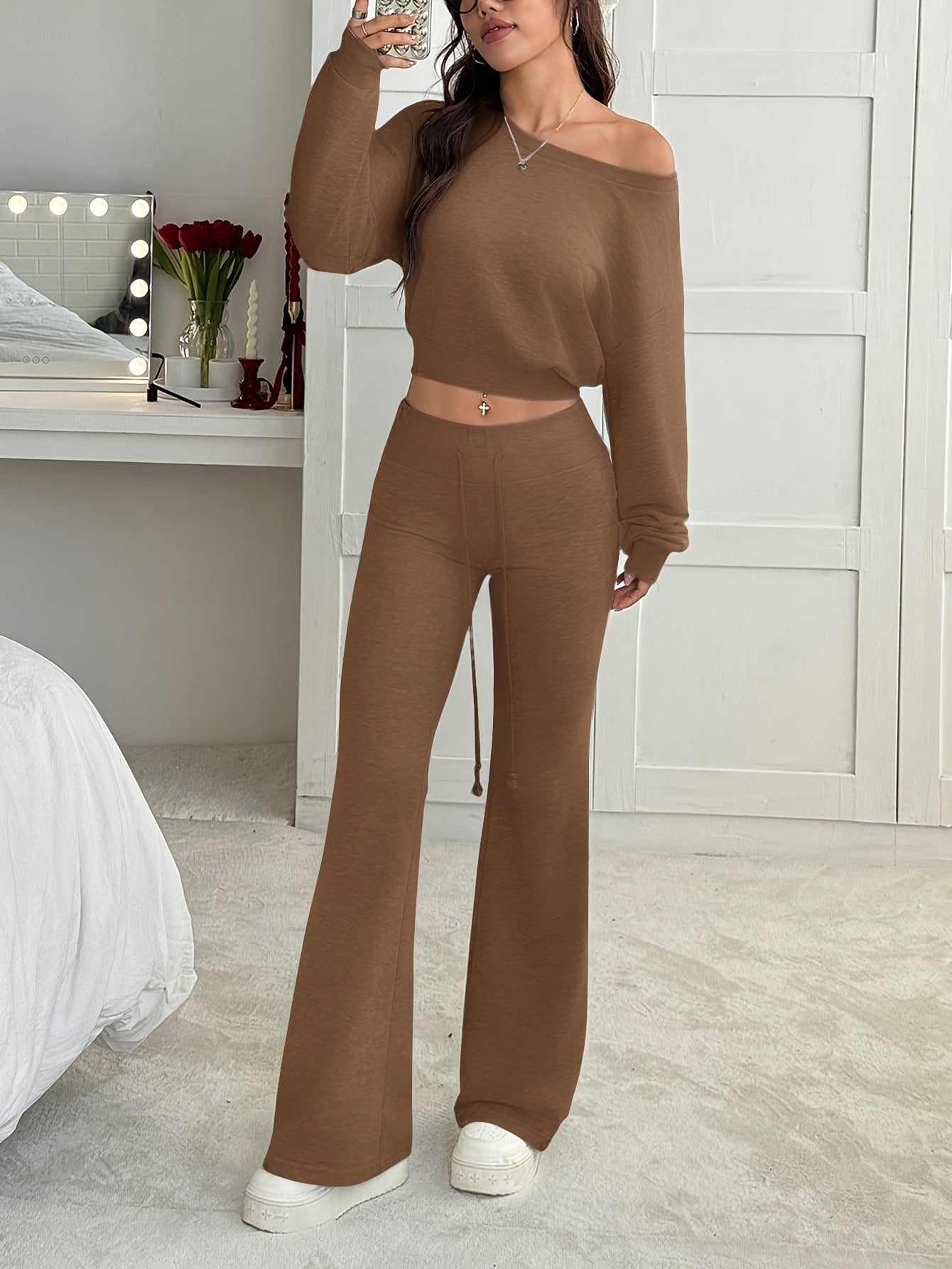 Women’s Sweatshirt Set | Rib-Knit | Cozy Warm Comfort | Polyester