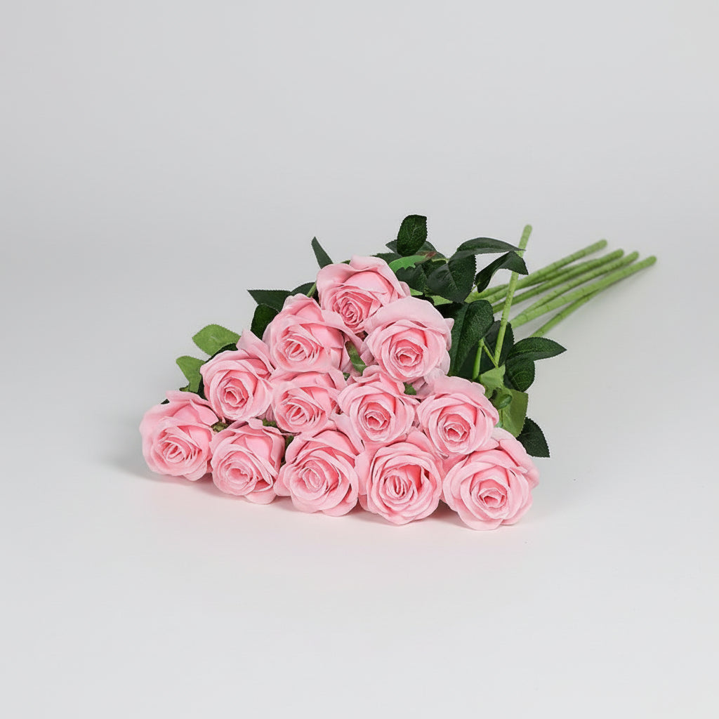 Vibrant Red Faux Rose Bouquet for Timeless Home Elegance