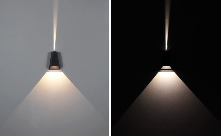 Pyramid Waterproof Outdoor Wall Lamp | IP65 Rated LED Exterior Lighting | Aluminum & Tempered Glass | Black, Gray, White | Warm & Cool White Options | Hardwired & Plug-in