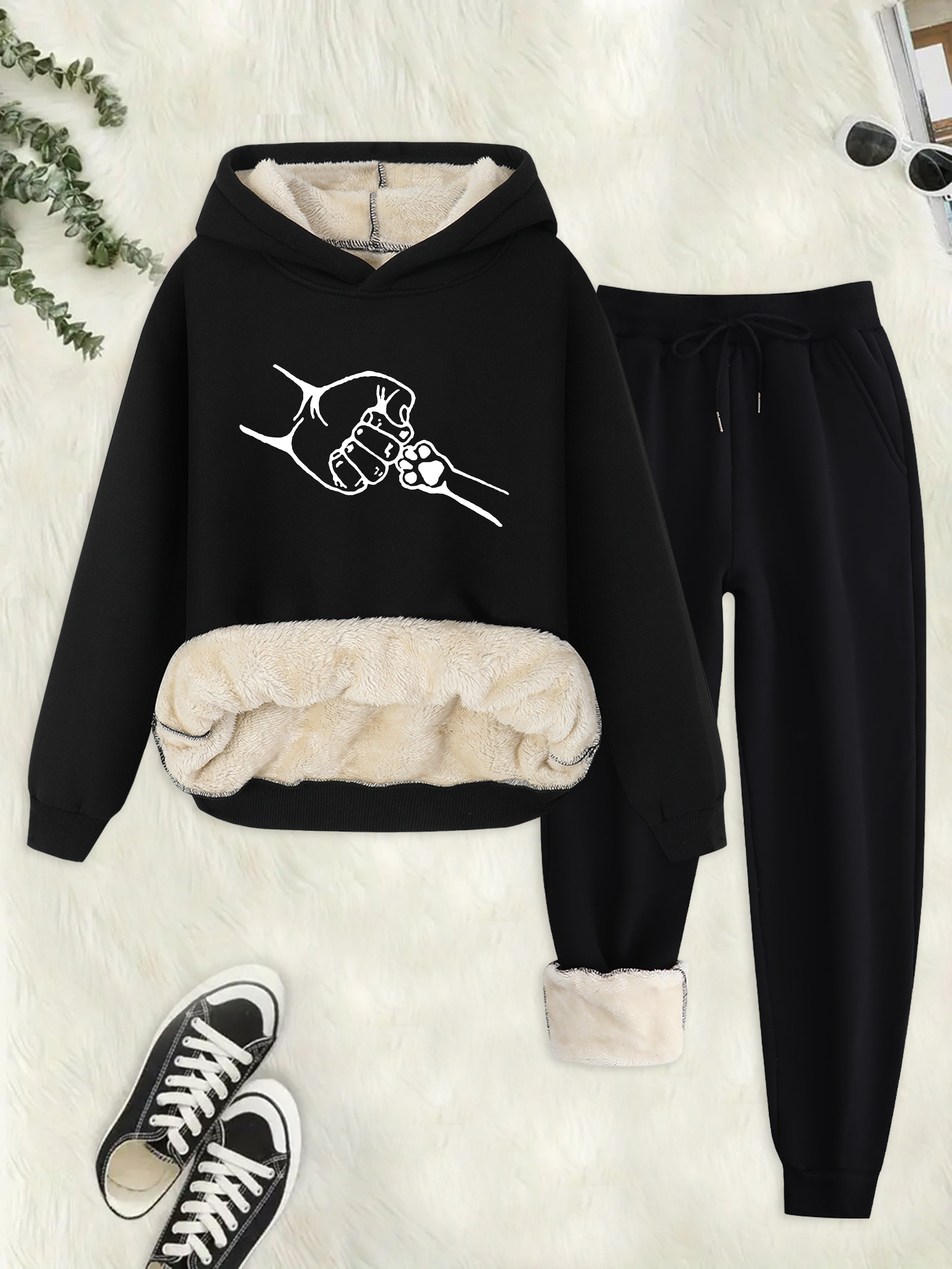 Women’s Hoodie Joggers Set | Fleece-Lined | Warm and Cozy Fit | Polyester
