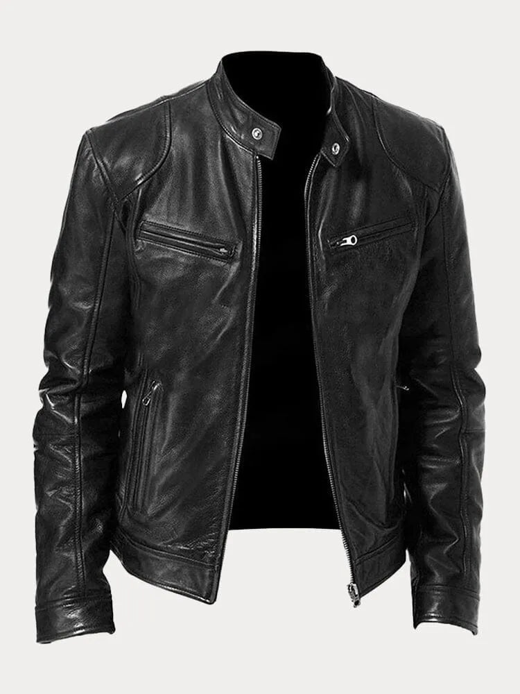 Men’s Leather Moto Jacket | Lined Interior & Adjustable Cuffs | Durable Genuine Leather | Versatile Casual & Semi-Formal Wear