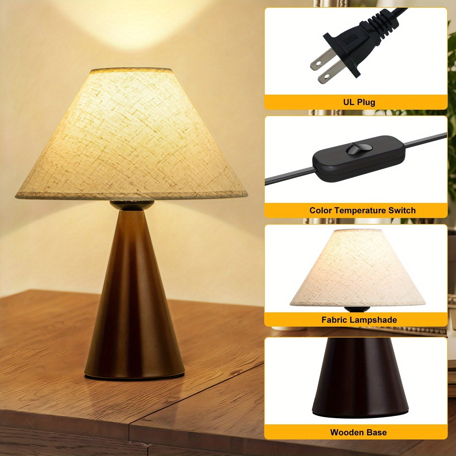 Elegant Dual Bedside Lamps with Adjustable Color Shades
