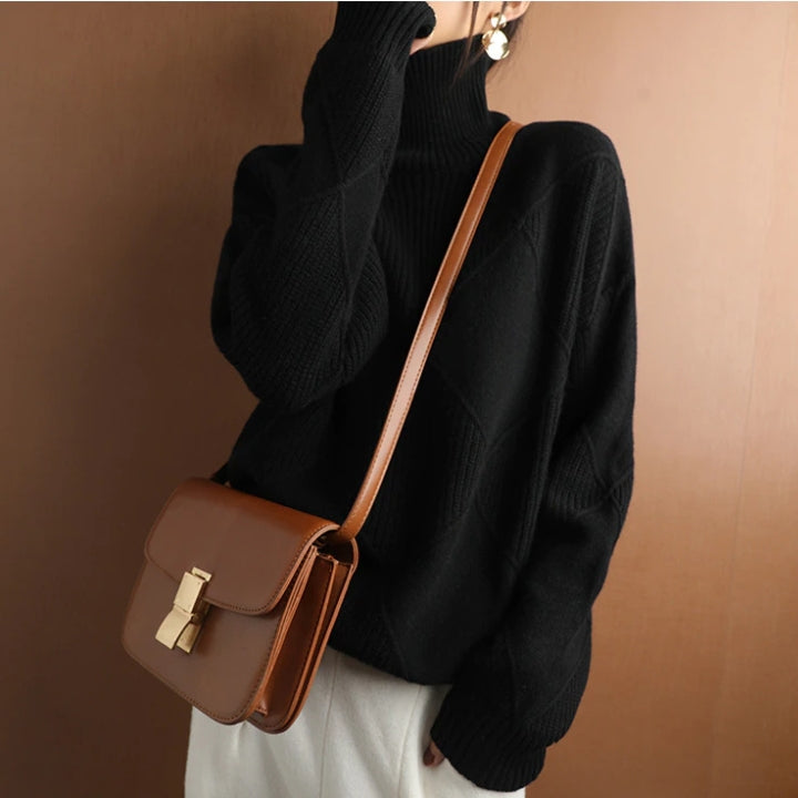 Women’s Knit Sweater | High Turtleneck | Wool Fabric | Comfortable Warm Fit