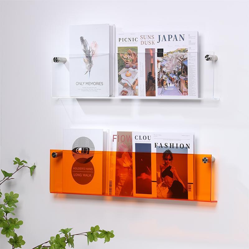 Wall-Mounted Magazine Holder | Floating Acrylic Design | 50cm Wide & Eco-Friendly | Space-Saving Storage